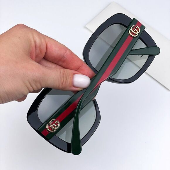 Gucci GG0713S 006 Sunglasses Black Green Gray Gradient Oversized Woman - Picture 4 of 10